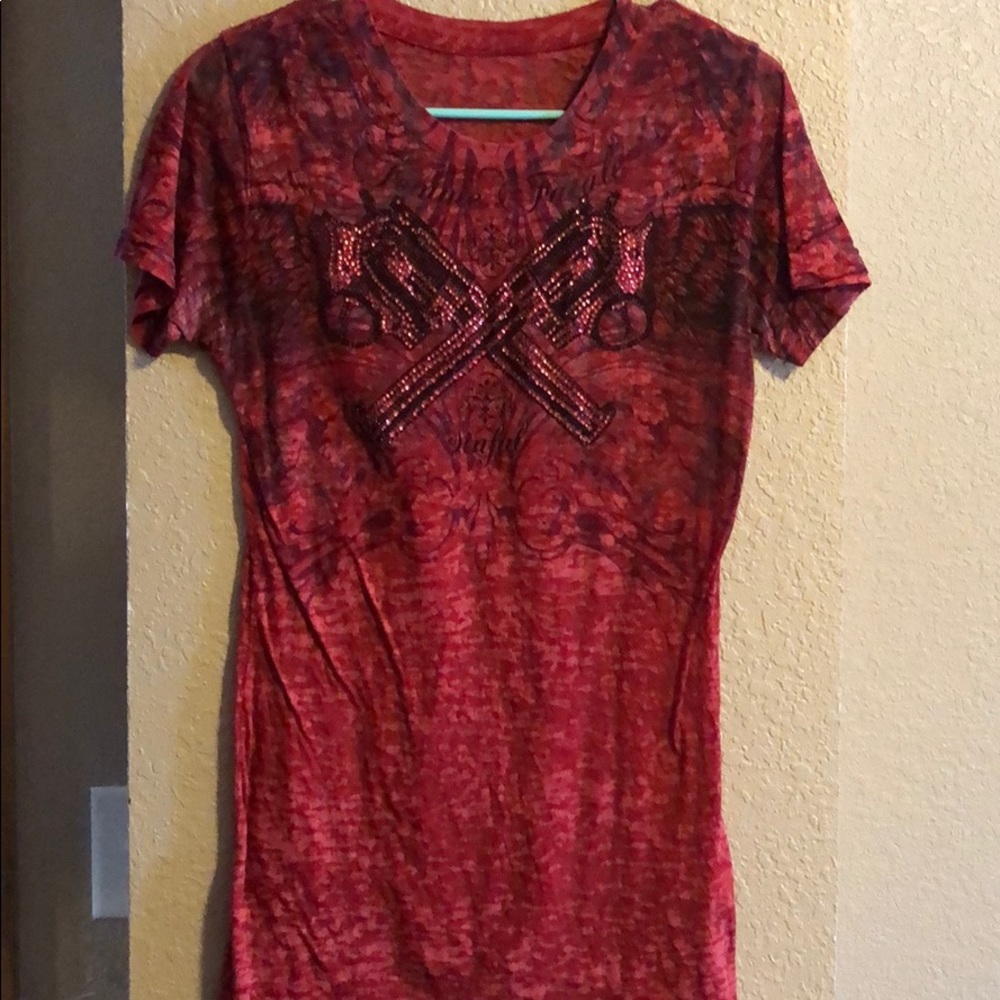 Red Sinful Burnout Tee